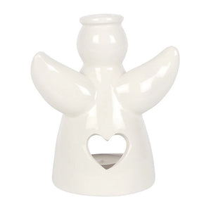 White Ceramic Guardian Angel Tealight Candle Holder - SALE ITEM