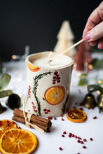 Load image into Gallery viewer, Orange, Cranberry &amp; Cinnamon Candle – Hand-Thrown Ceramic Pot